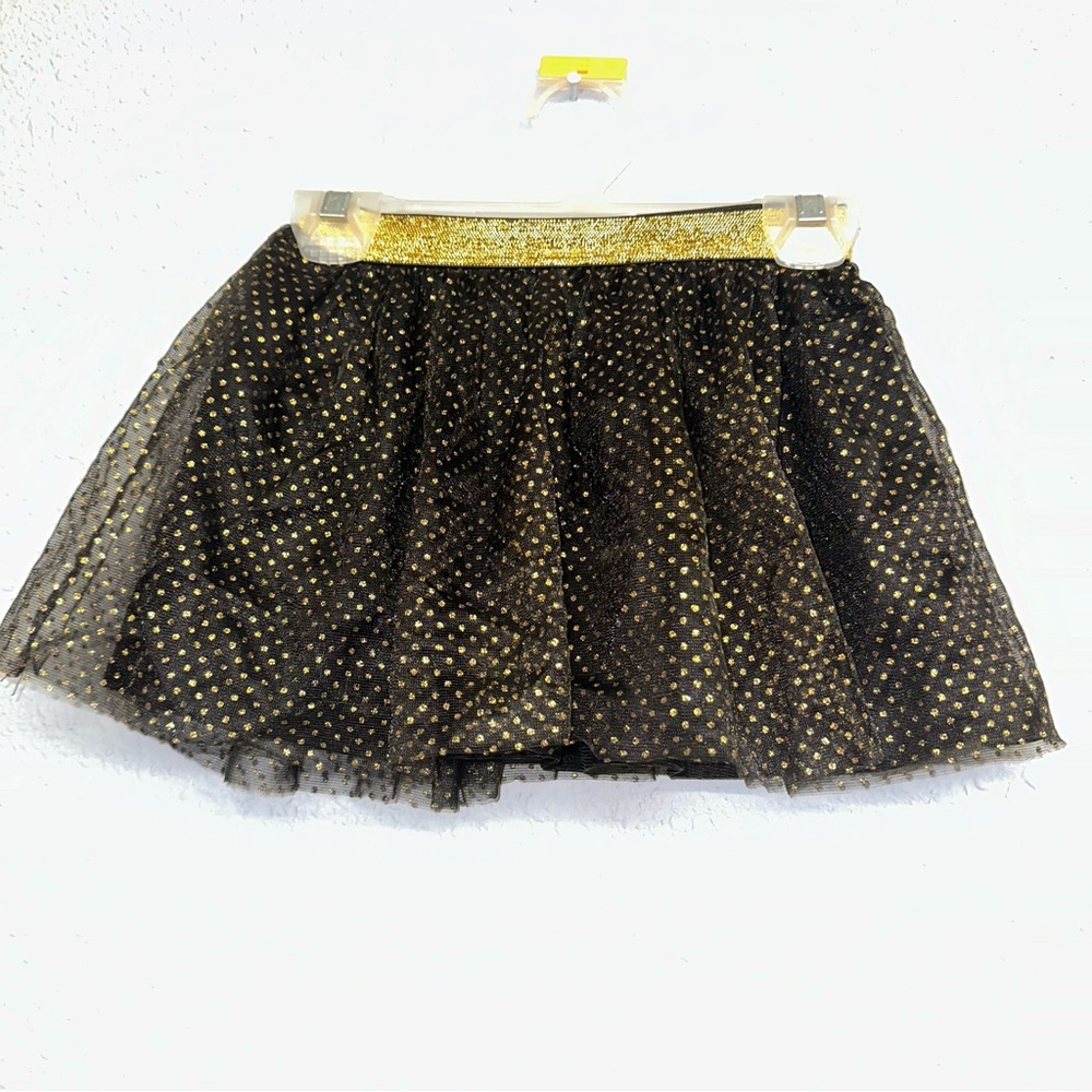 Toddler girls black and gold tulle Celebrate! Halloween costume skirt sz 3T